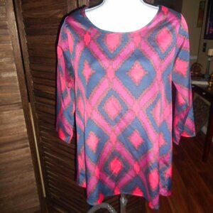 Vintage Everly diamond print burgundy blouse, Small